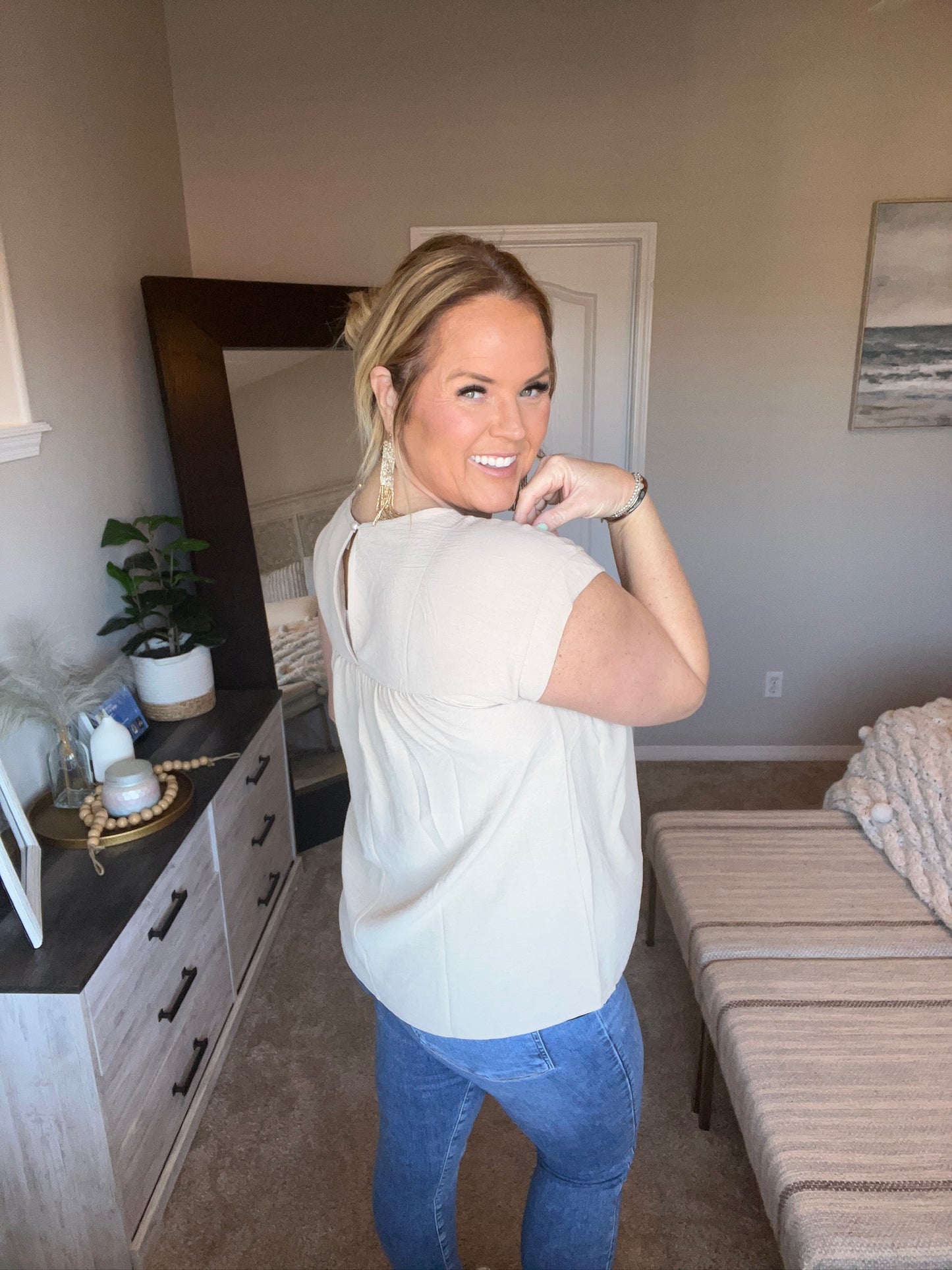 Airflow Babydoll Top in Taupe