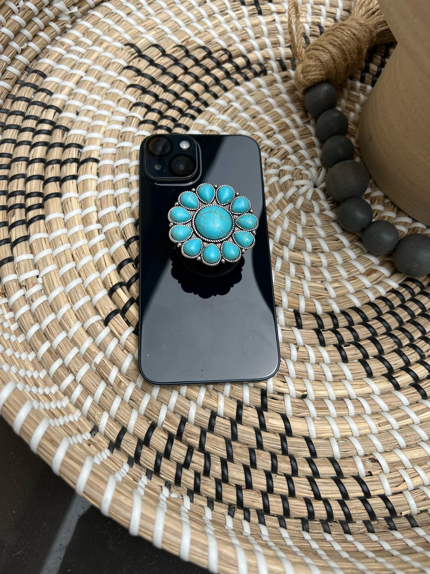 Turquoise Western Flower Phone Grip