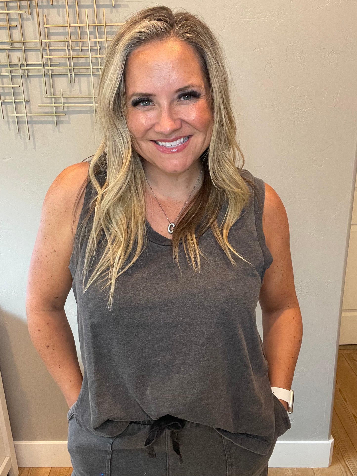 Taking It Easy Tank and Pants Set in Black