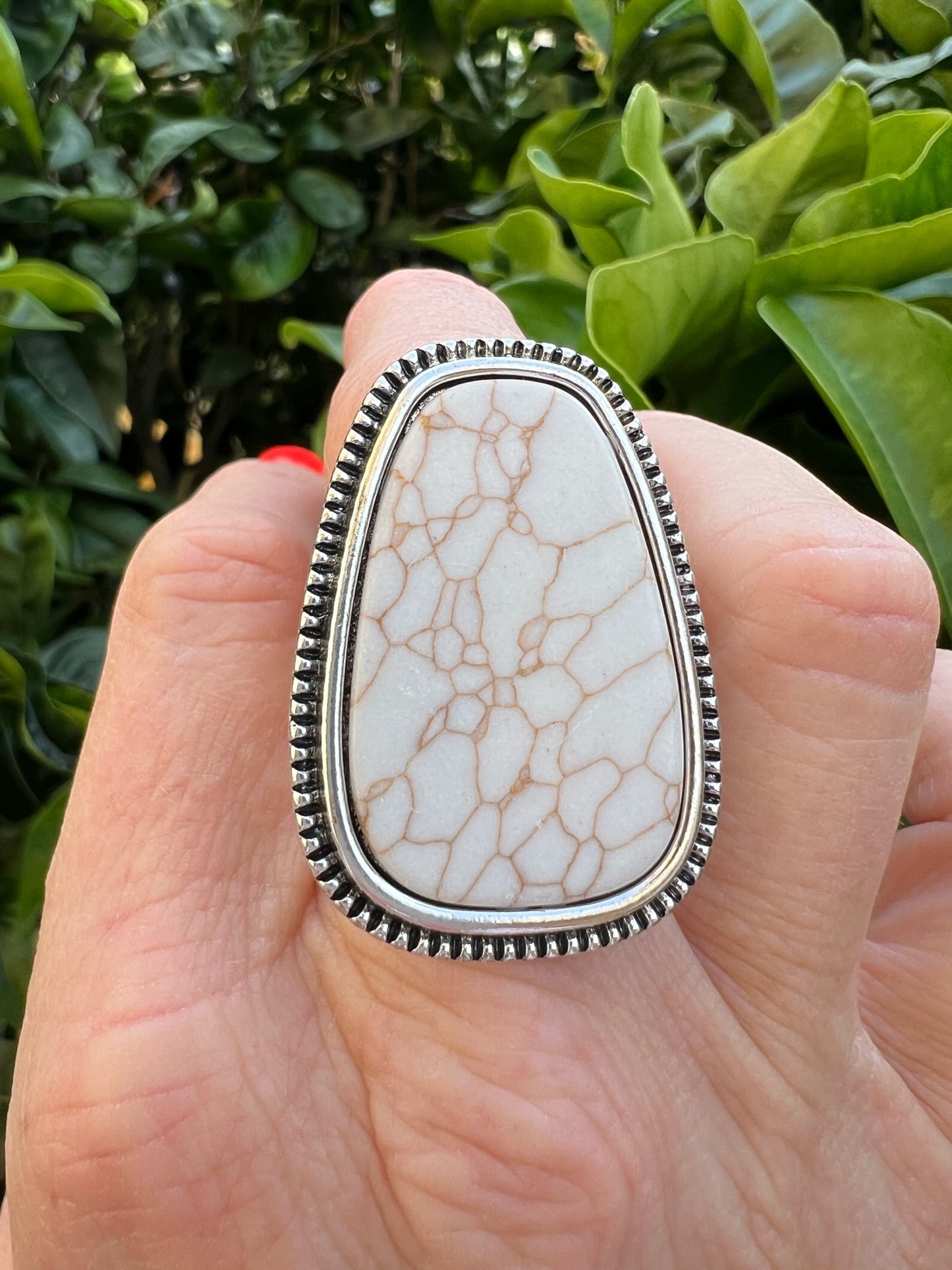White Stone Western Ring