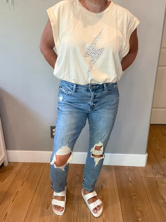 Frankie High Waist Distressed Boyfriend Jeans