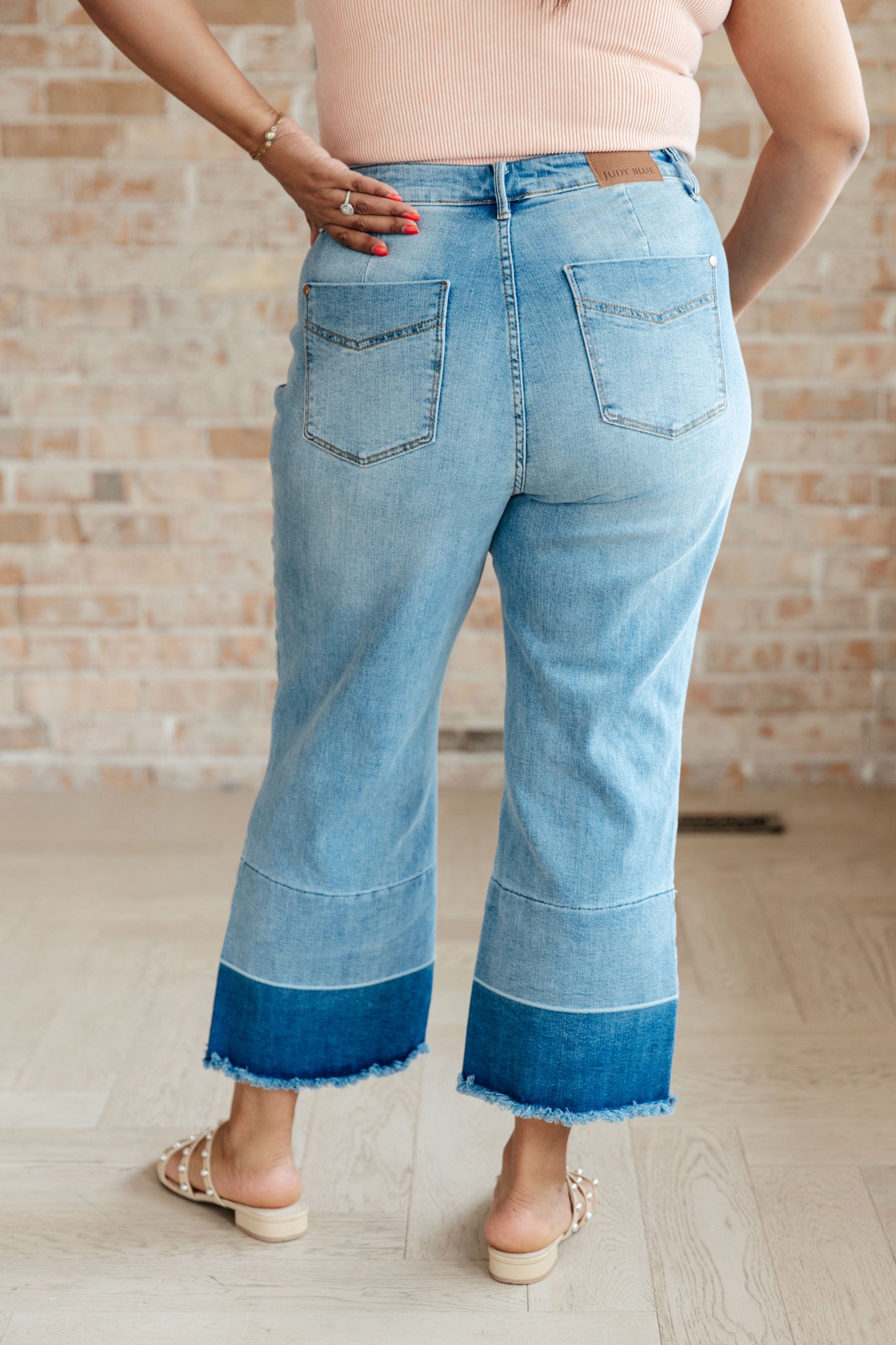 Olivia High Rise Wide Leg Crop Jeans in Medium Wash by RM