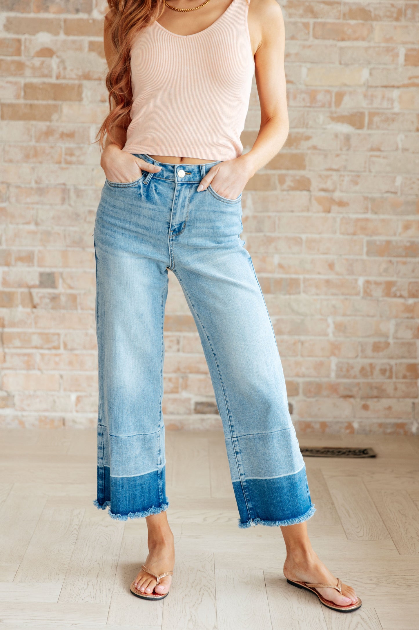 Olivia High Rise Wide Leg Crop Jeans in Medium Wash by RM
