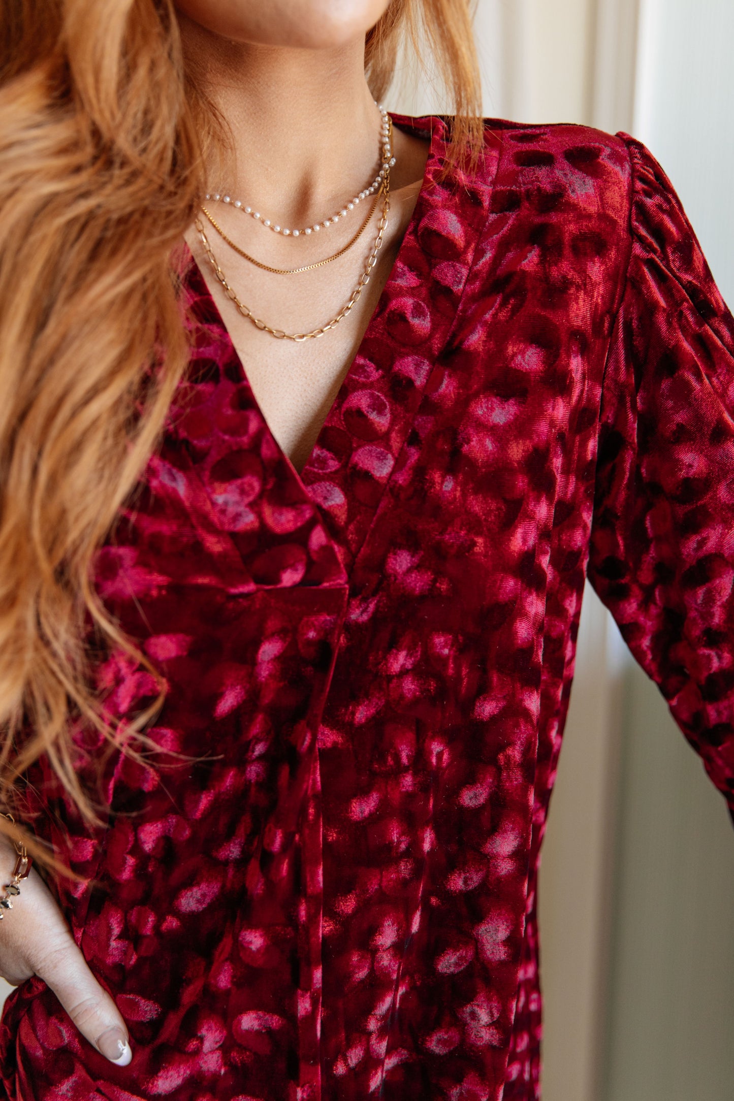 Regal Radiance V-Neck Velvet Dress by RM