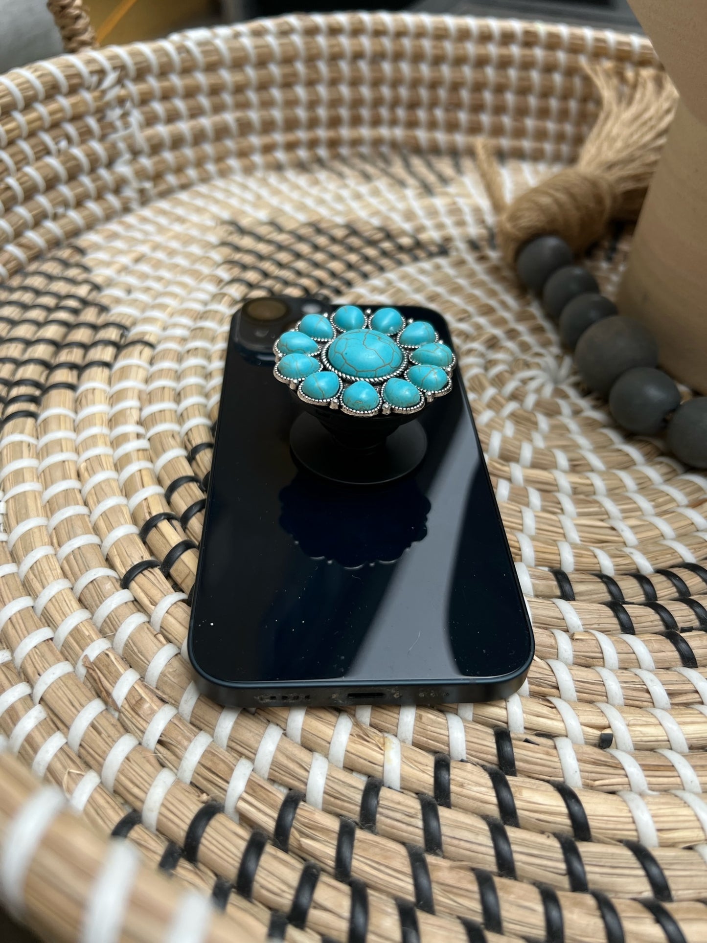 Turquoise Western Flower Phone Grip