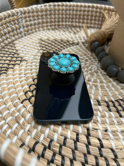 Turquoise Western Flower Phone Grip