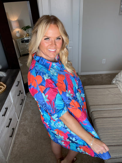 Mother Nature's Recipes Collared Dress in Blue