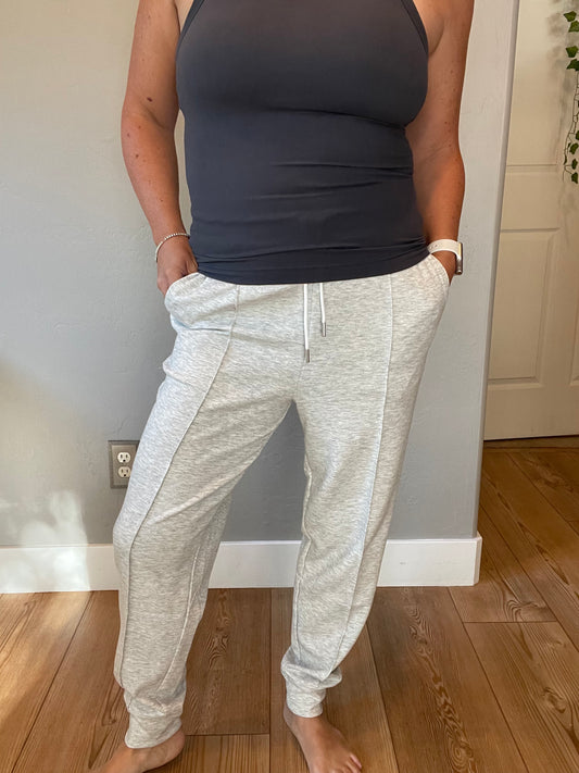 Center Seam Scuba Joggers in Heather Grey by RM