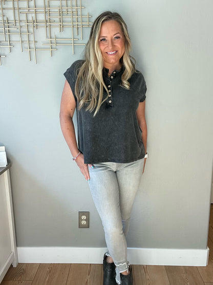 She's Alright Mineral Wash Sleeveless Henley