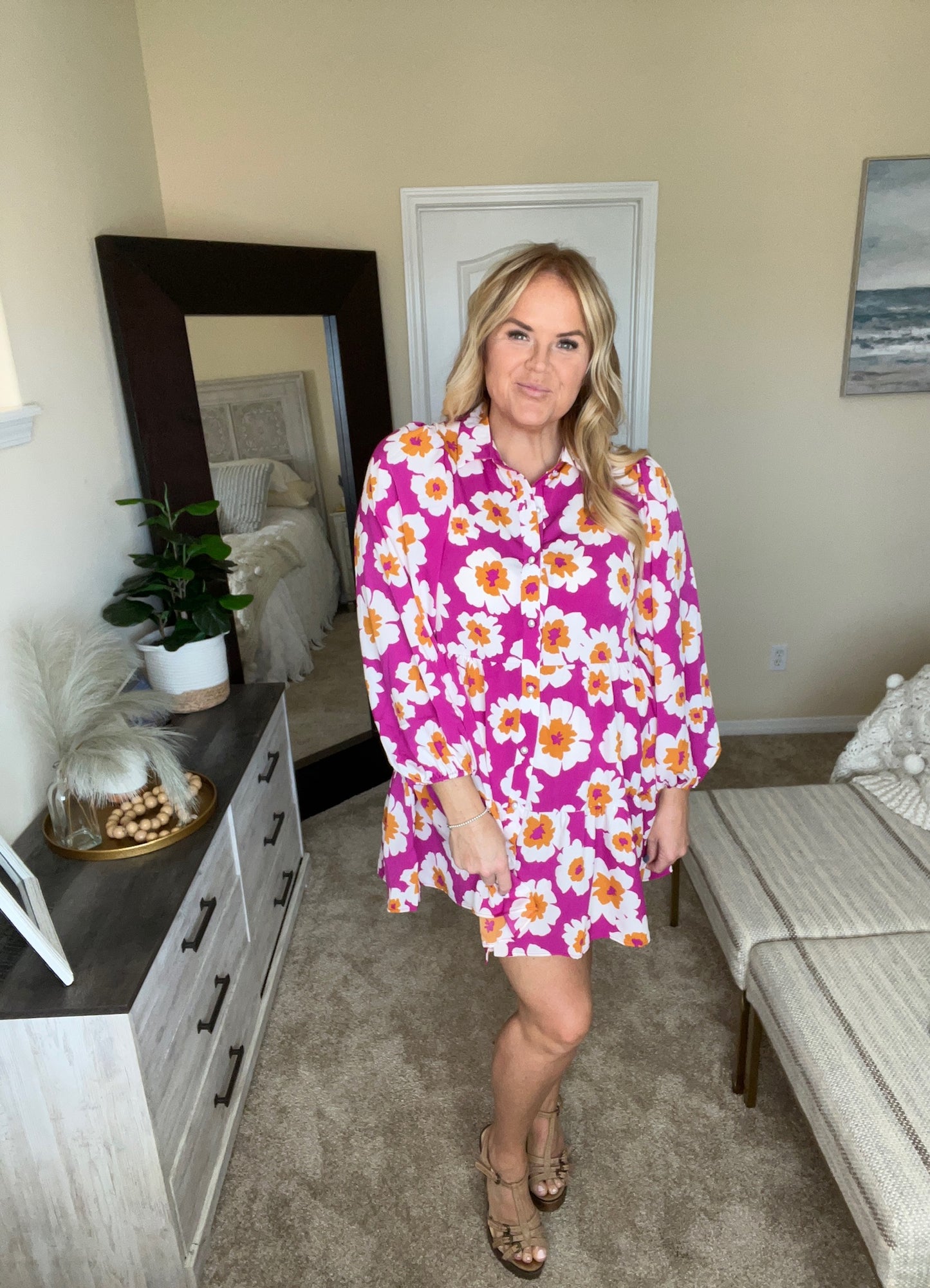Magnificently Mod Floral Shirt Dress