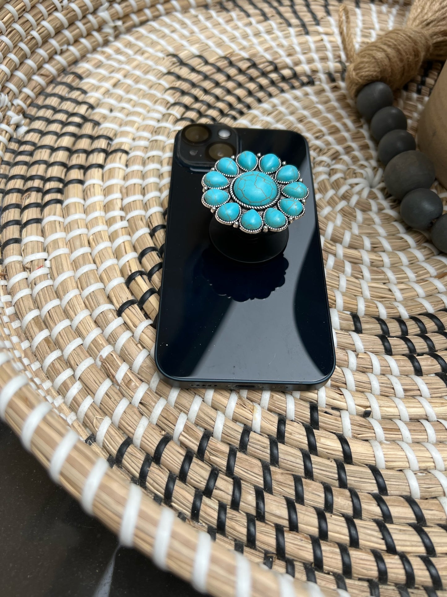 Turquoise Western Flower Phone Grip