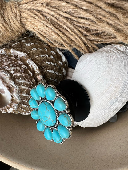 Turquoise Western Flower Phone Grip