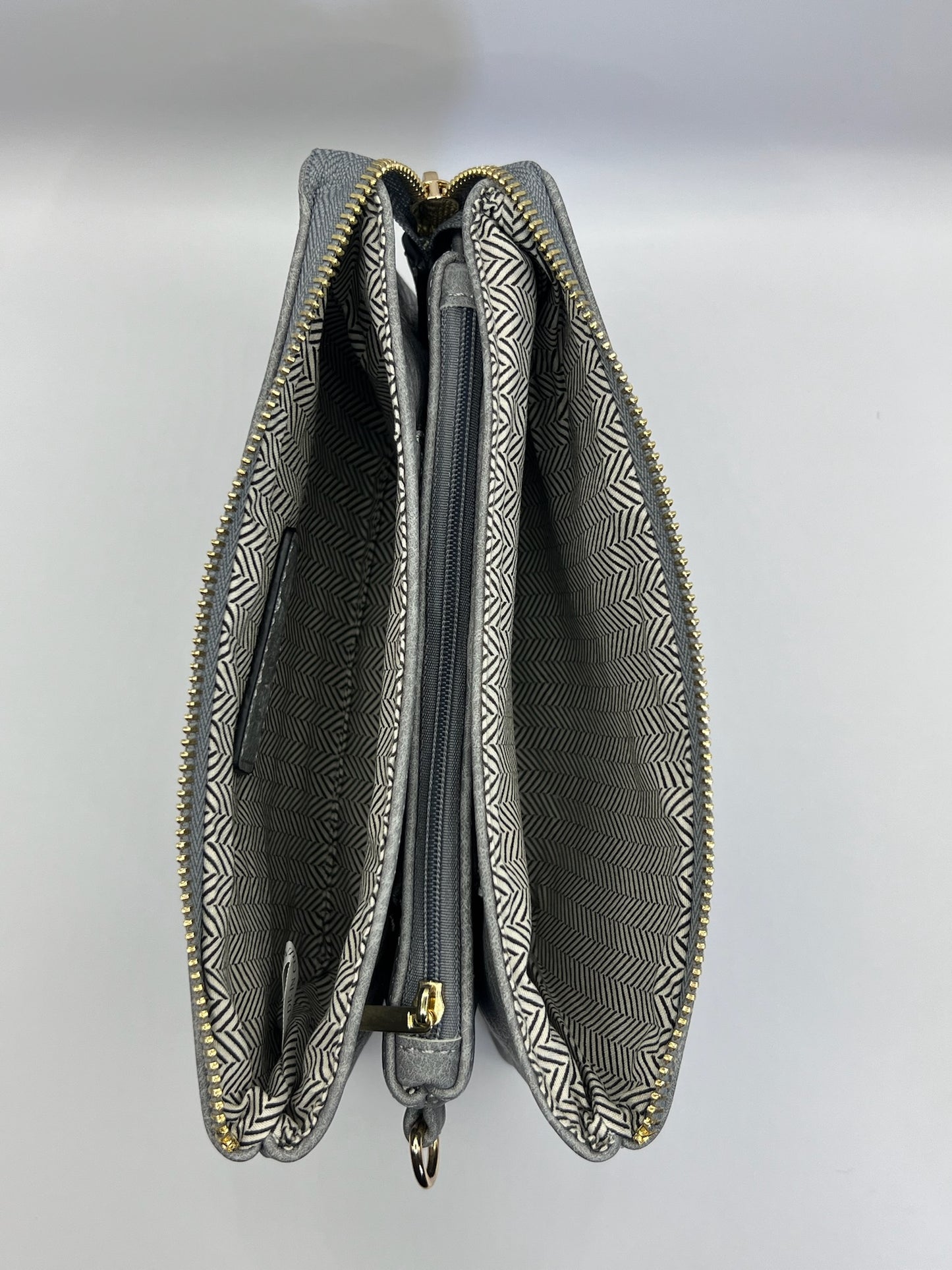 Riley Vegan Crossbody in Grey-Blue