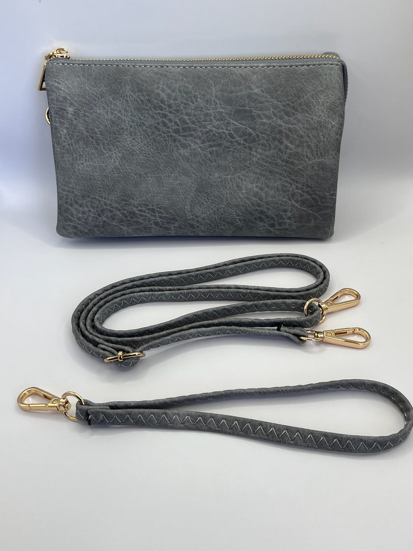 Riley Vegan Crossbody in Grey-Blue