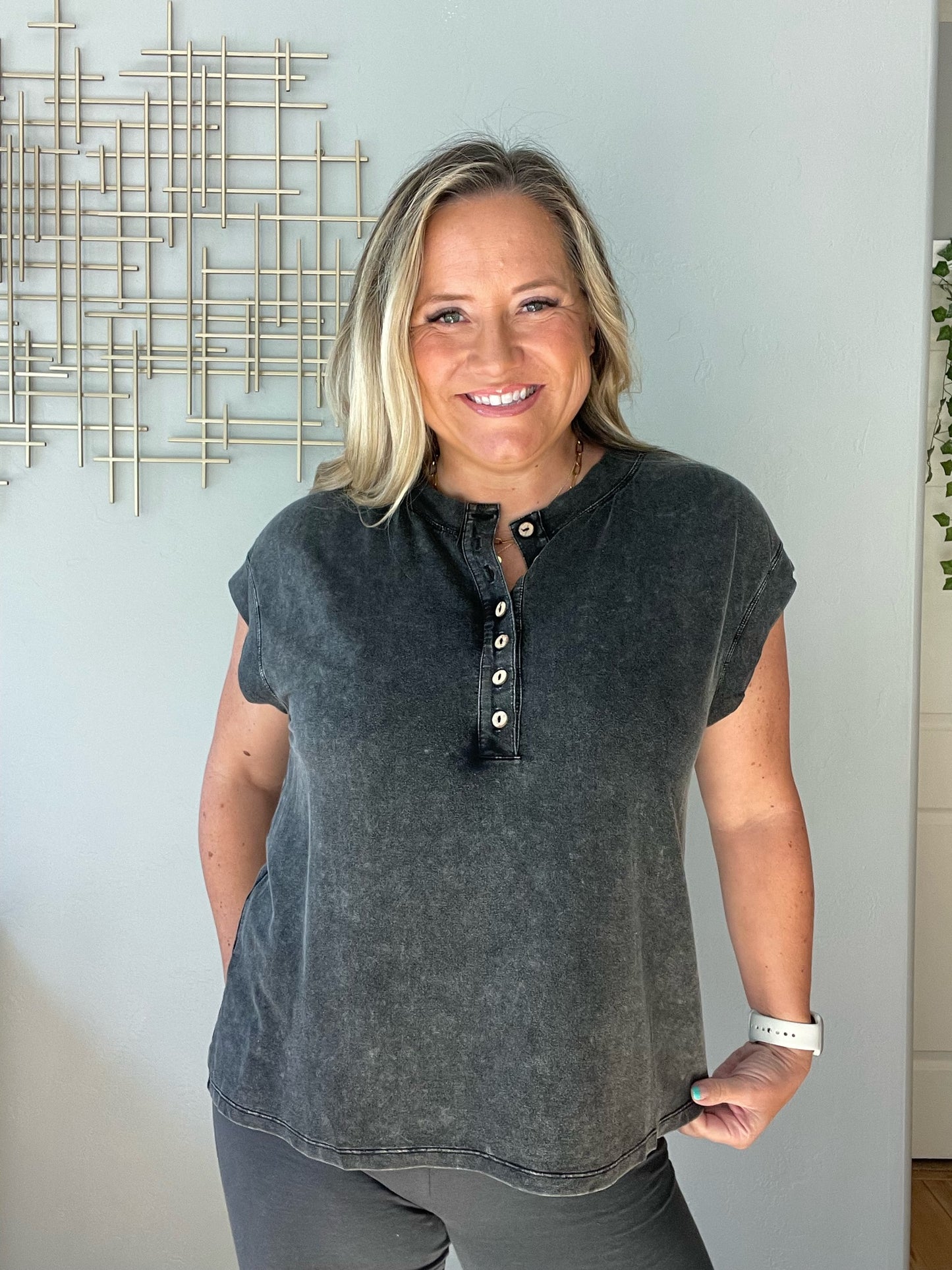 She's Alright Mineral Wash Sleeveless Henley
