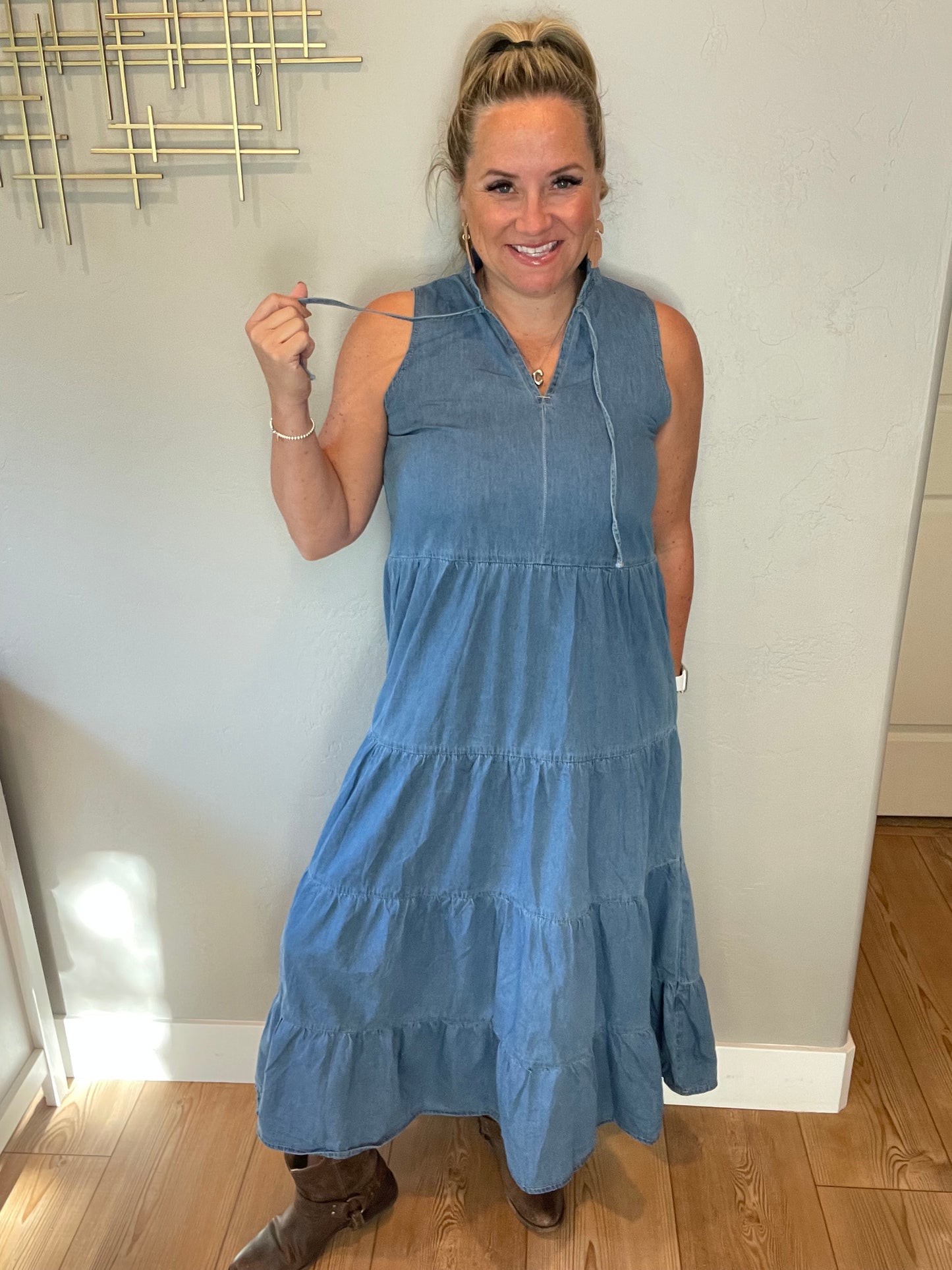 Perfect Choice Denim Maxi Dress by RM