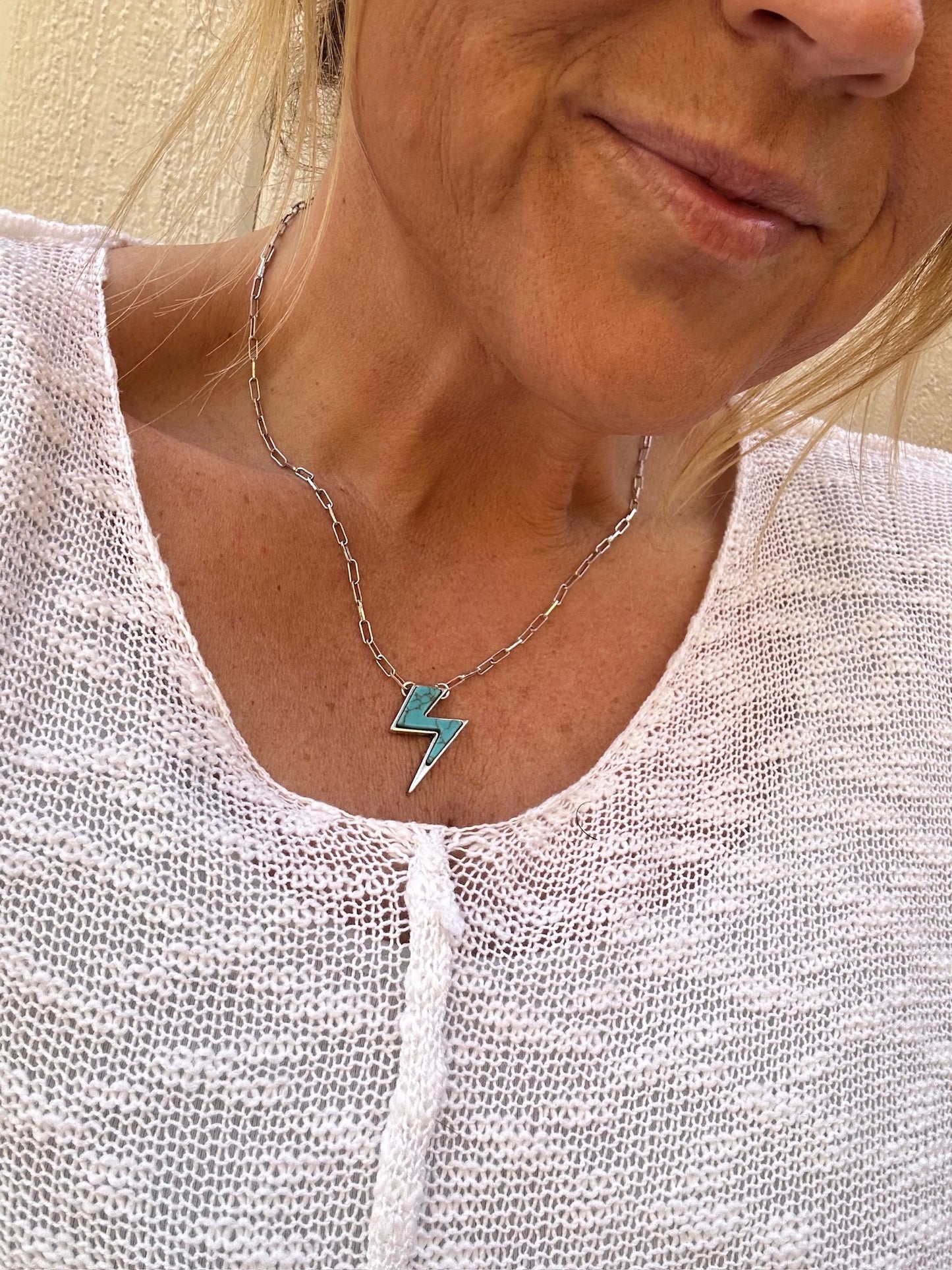 Lightening Bolt Turquoise Stone Necklace