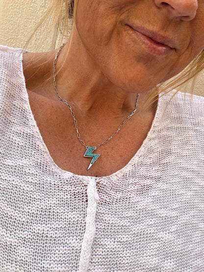 Lightening Bolt Turquoise Stone Necklace