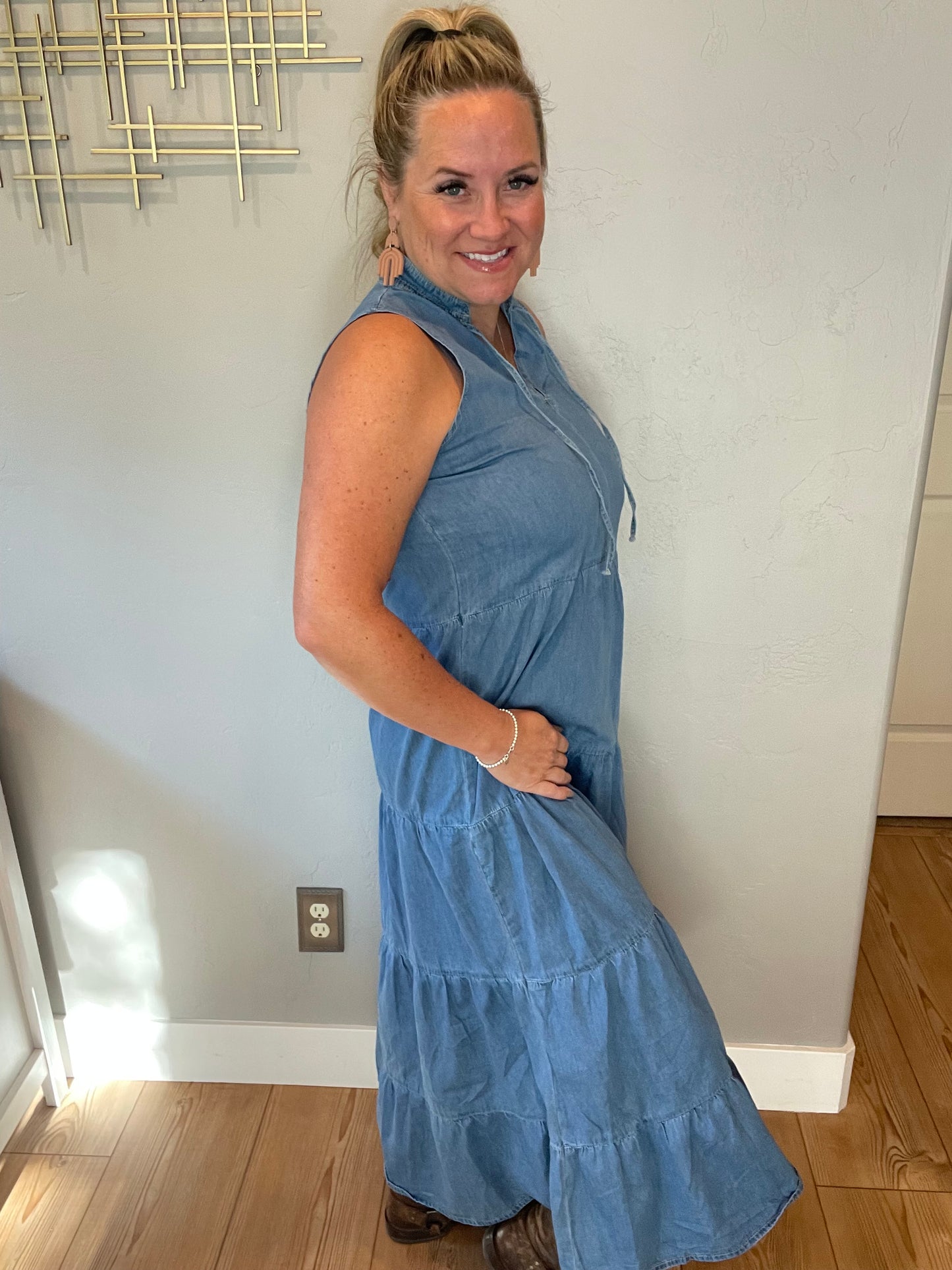 Perfect Choice Denim Maxi Dress by RM