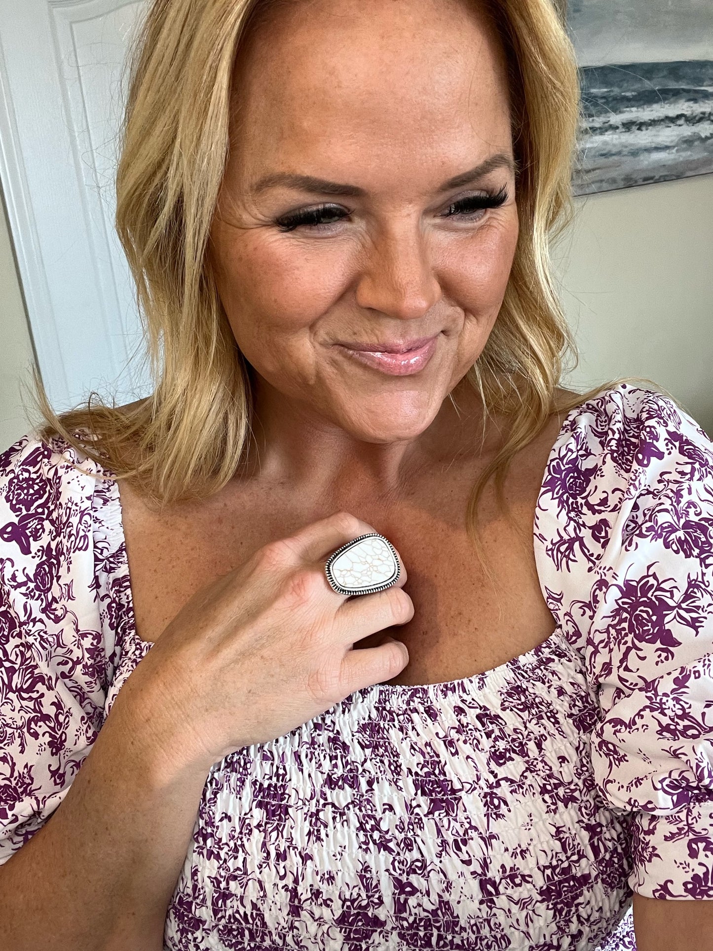 White Stone Western Ring
