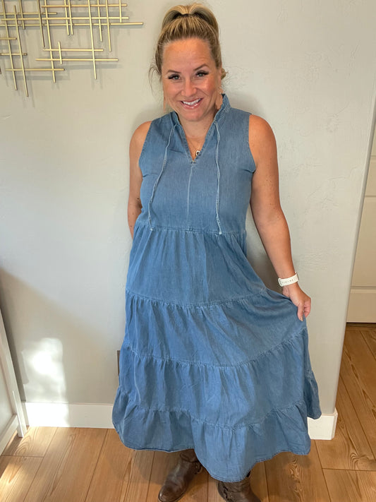 Perfect Choice Denim Maxi Dress by RM