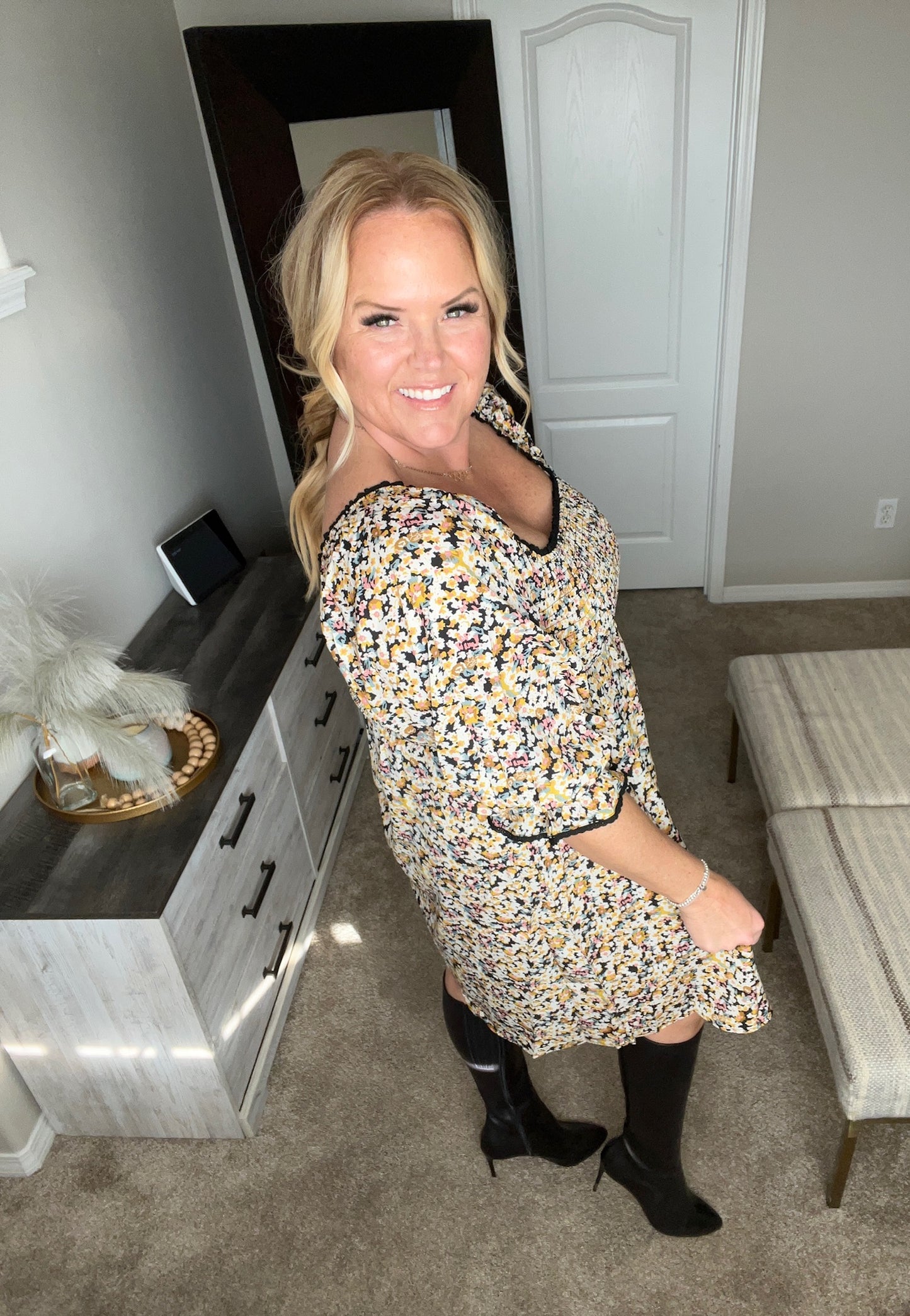 Sweet Solitude Floral Babydoll Dress by RM