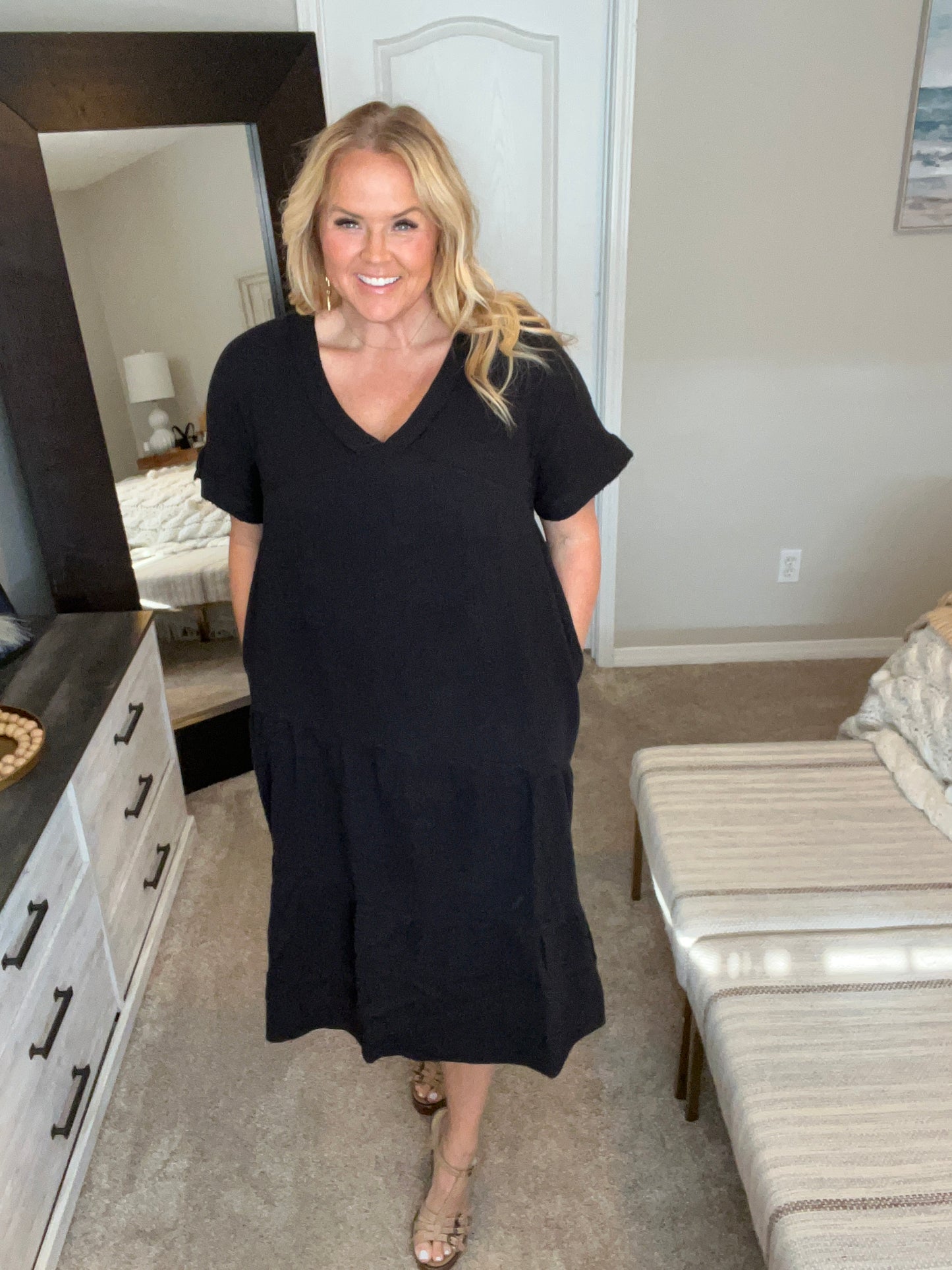 Always Learning Dolman Sleeve Dress in Black