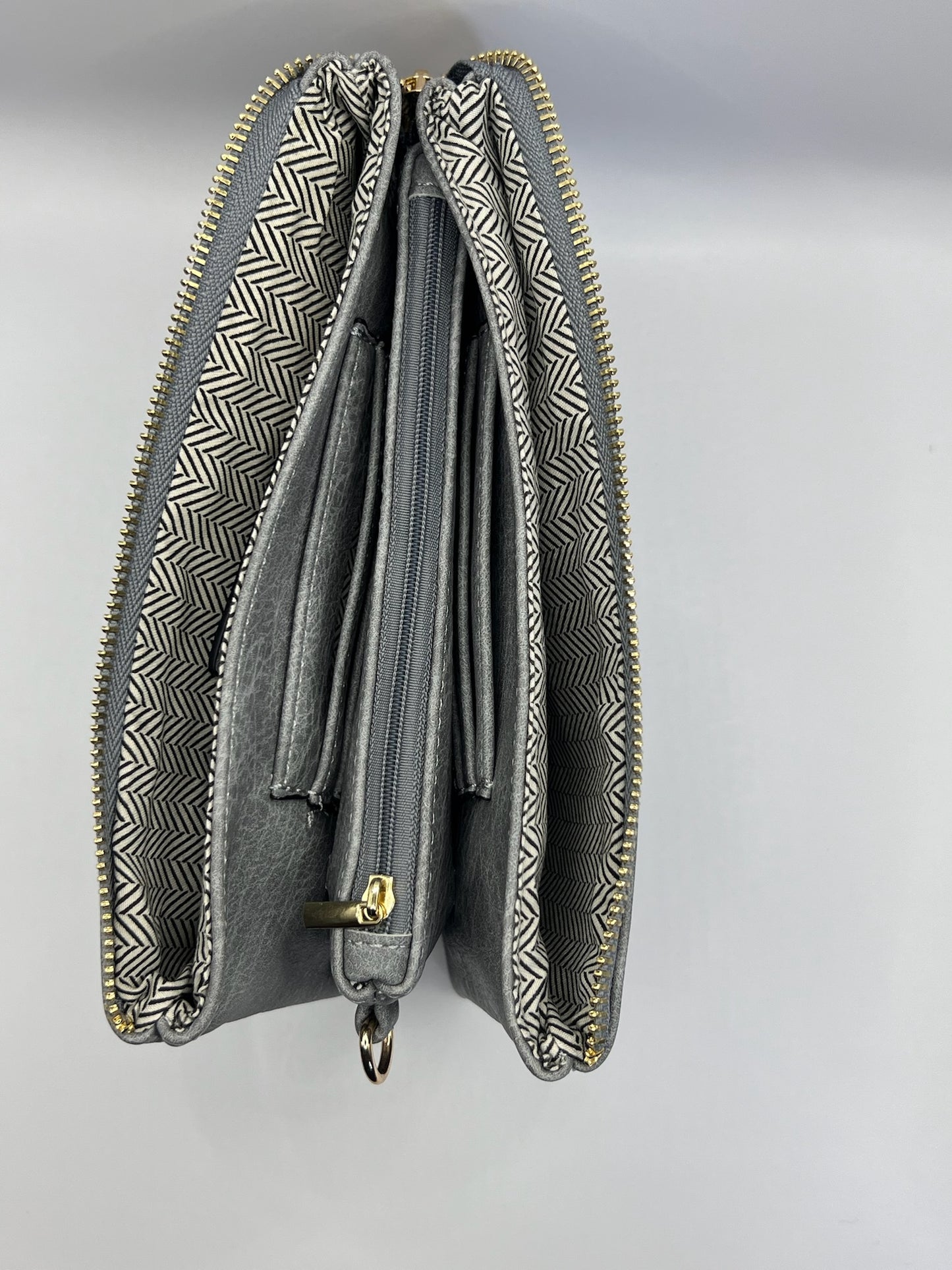 Riley Vegan Crossbody in Grey-Blue