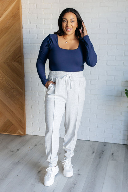 Center Seam Scuba Joggers in Heather Grey by RM