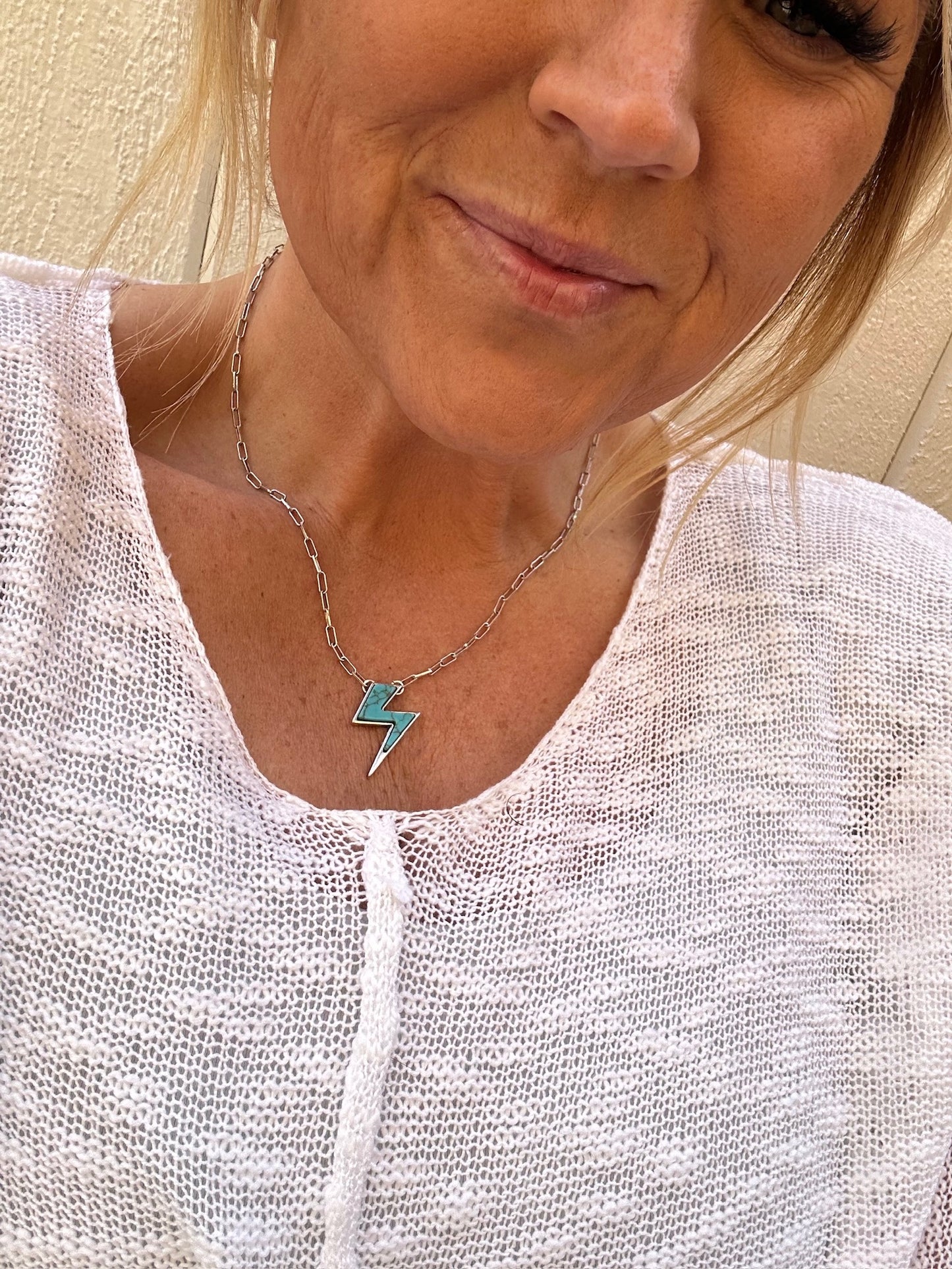Lightening Bolt Turquoise Stone Necklace