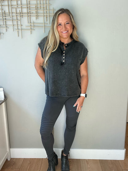 She's Alright Mineral Wash Sleeveless Henley
