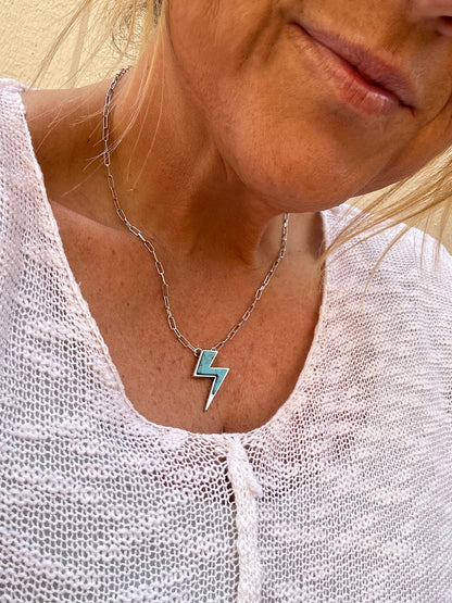 Lightening Bolt Turquoise Stone Necklace