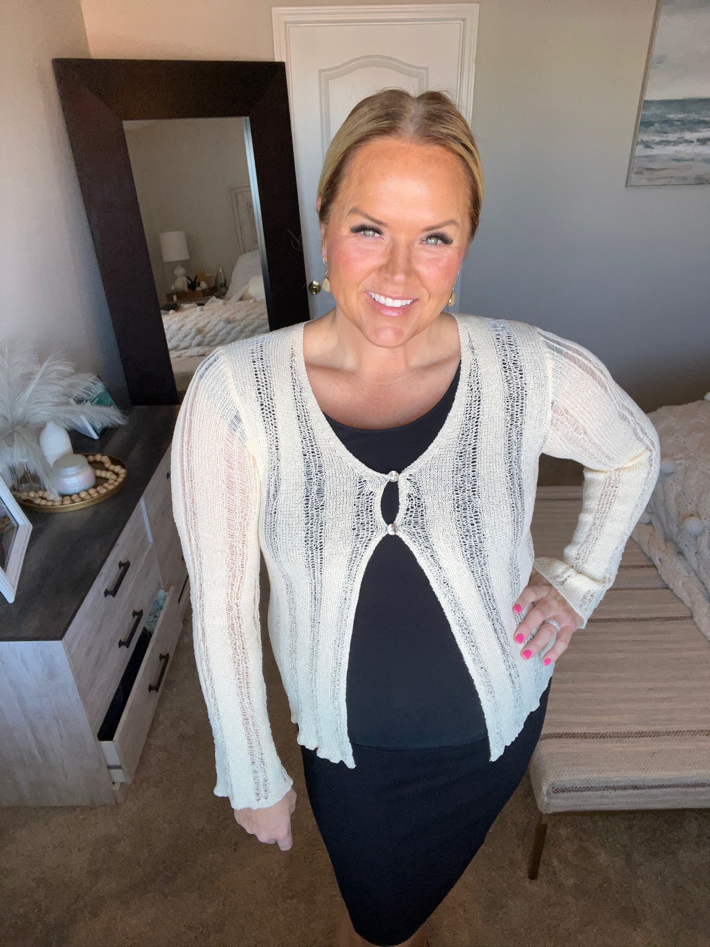 San Tropez Lightweight Knit Cardigan in Cream by RM