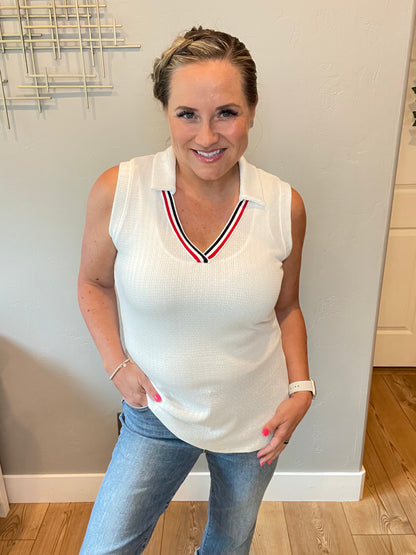 Dawn's Early Light V-Neck Collared Top by RM