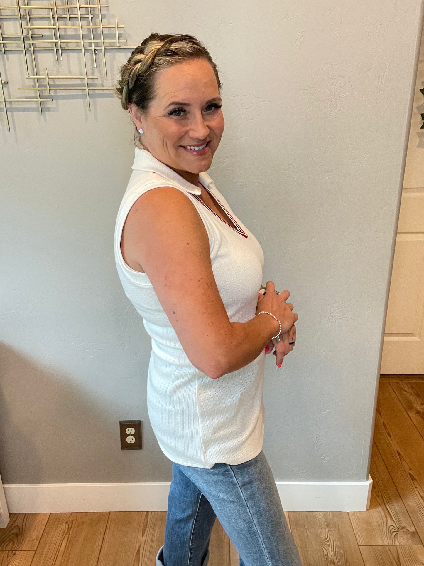 Dawn's Early Light V-Neck Collared Top by RM
