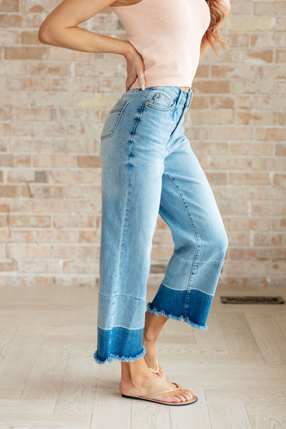 Olivia High Rise Wide Leg Crop Jeans in Medium Wash by RM