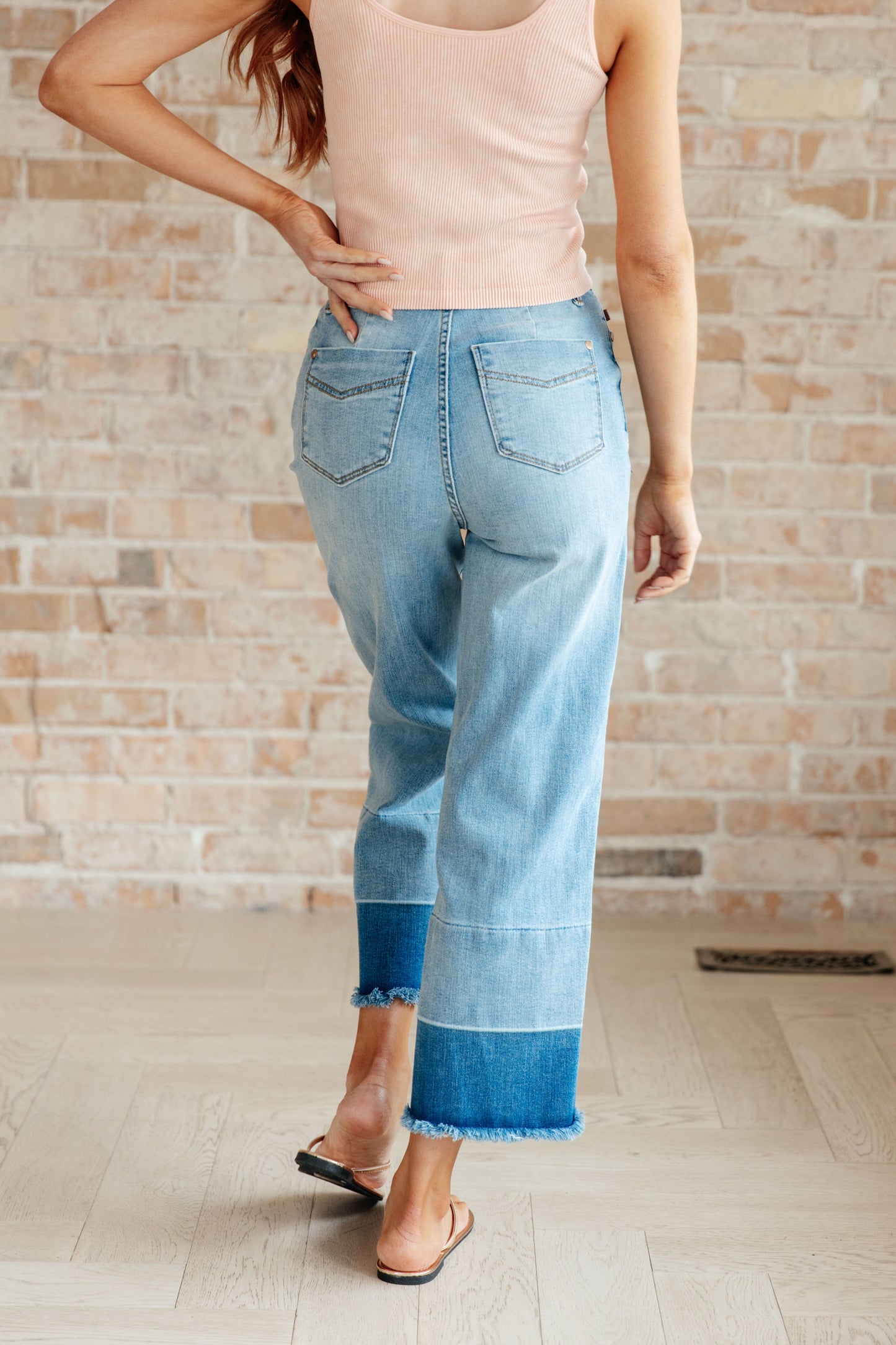 Olivia High Rise Wide Leg Crop Jeans in Medium Wash by RM