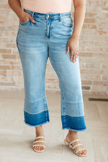 Olivia High Rise Wide Leg Crop Jeans in Medium Wash by RM