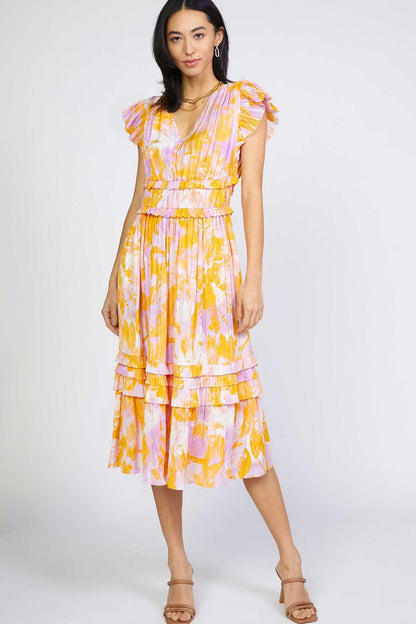Orange & Pink Flutter Dress