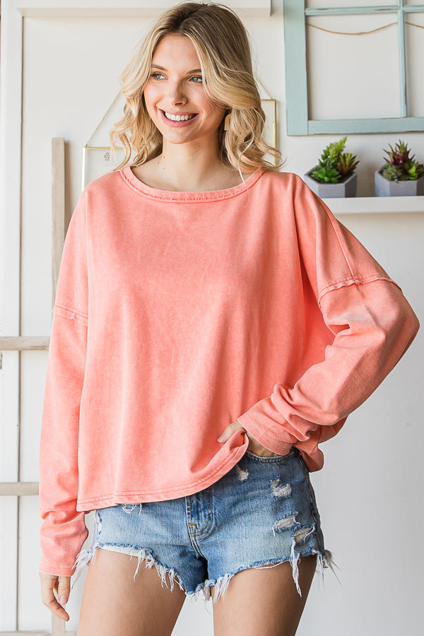 Flirty open back long sleeve top