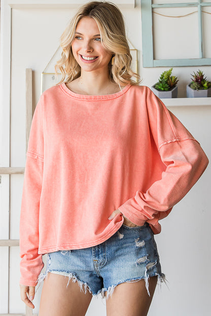 Flirty open back long sleeve top